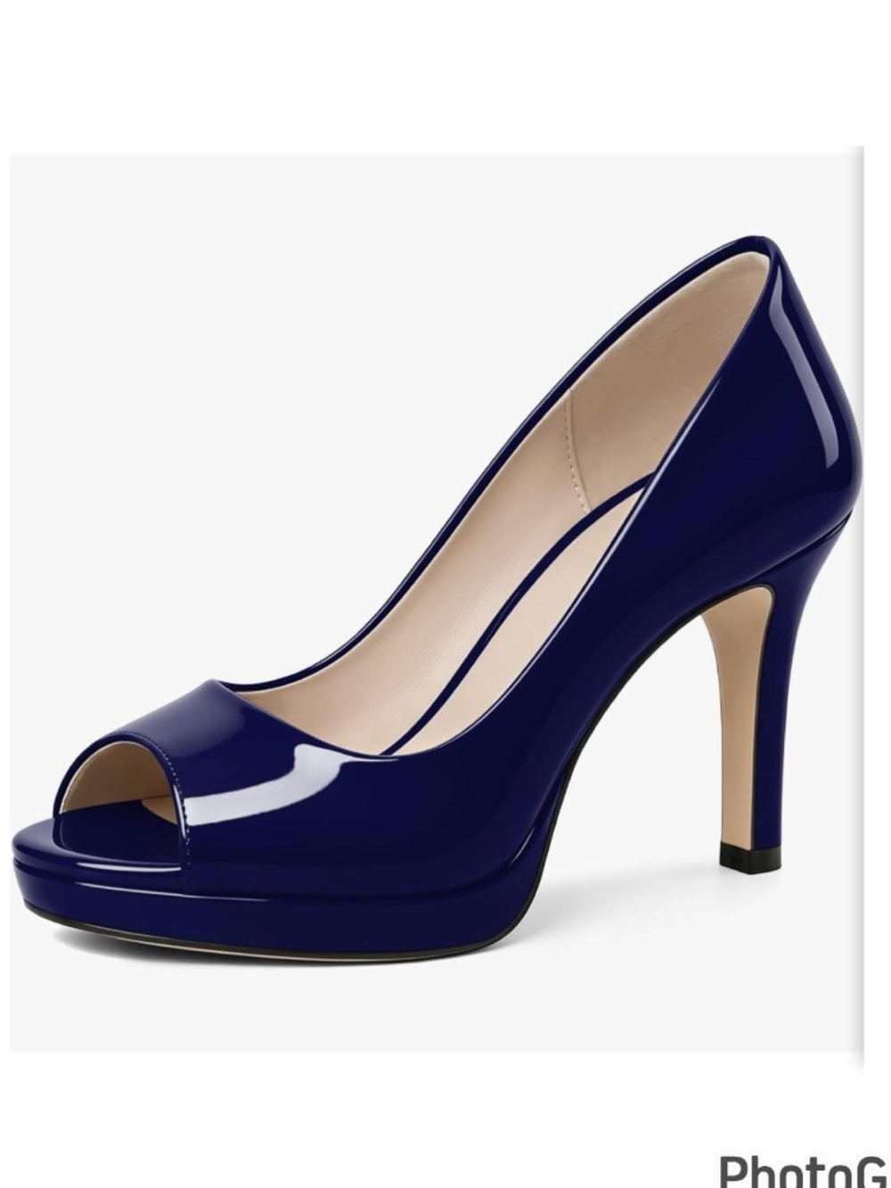 NIB Navy Blue Patent Peep Toe Platform Stiletto 3.5 Heels Pumps Women’s Size 7